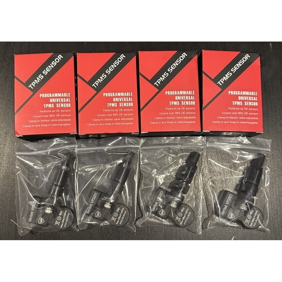 Land Range Rover HSE Sport TPMS Tire Pressure Sensors Black Valve Stems Qty 4 - Picture 1 of 3